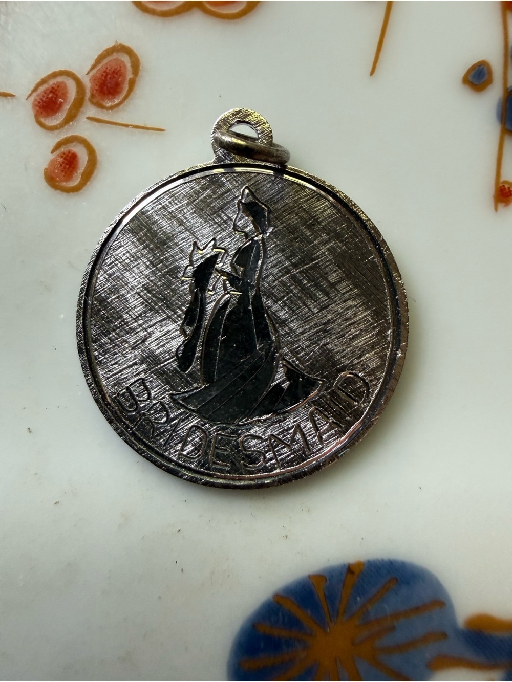 Vintage Sterling Silver Bridesmaid Wedding Charm Pendant